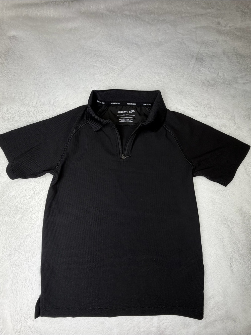 Kenneth Cole Black Short-Sleeve Zip Polo - Kids
